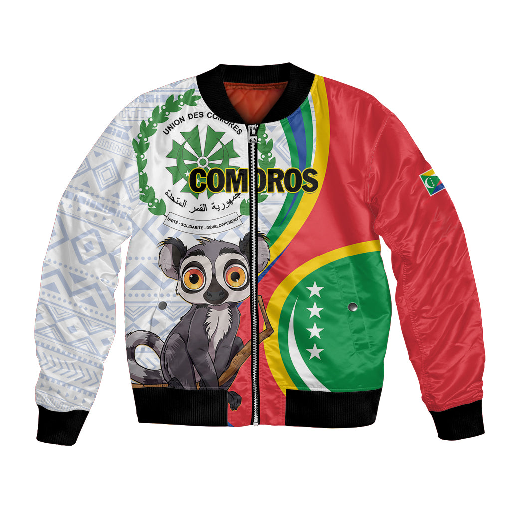 Comoros Independence Day Bomber Jacket 1975 Komori Mongoose Lemur African Pattern