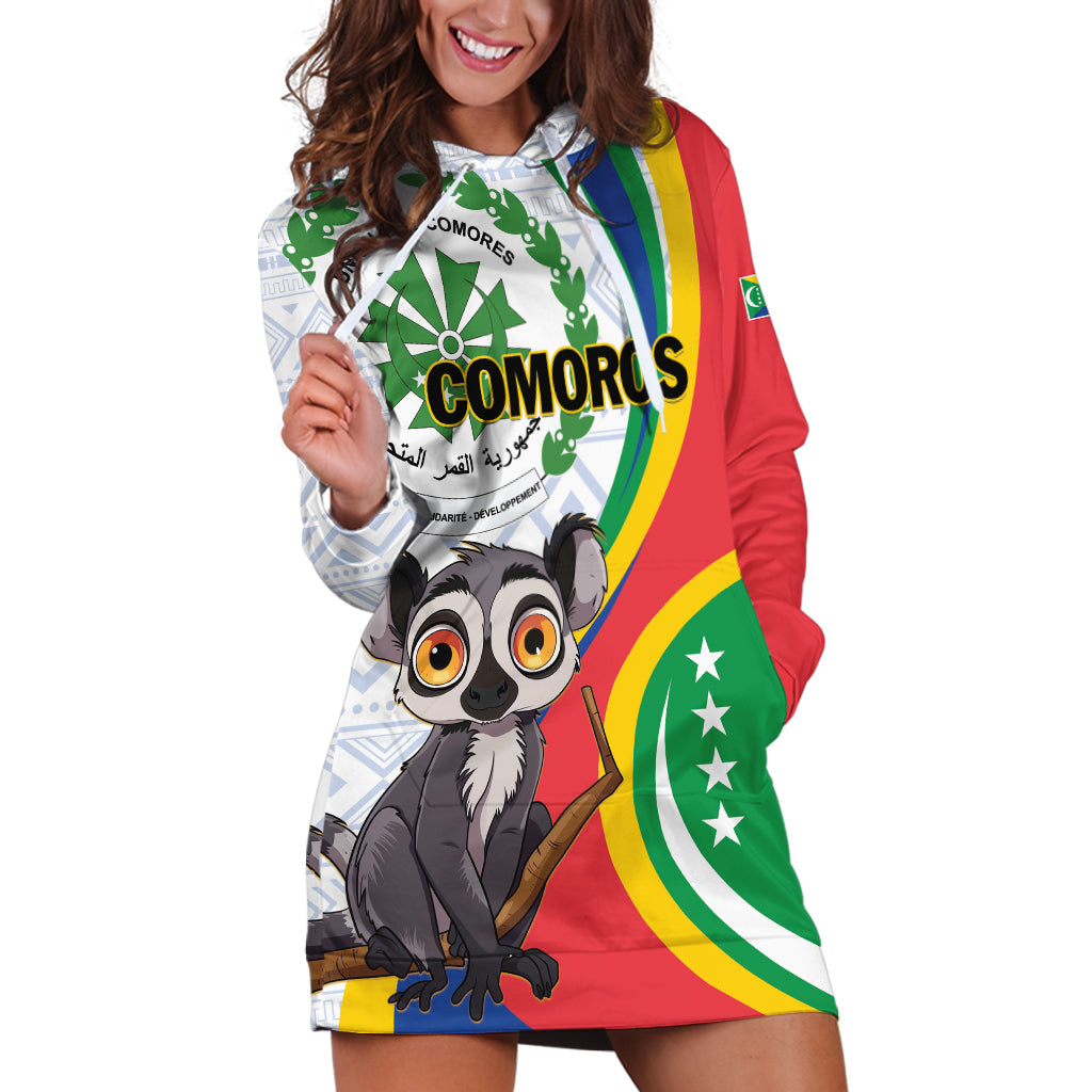 Comoros Independence Day Hoodie Dress 1975 Komori Mongoose Lemur African Pattern