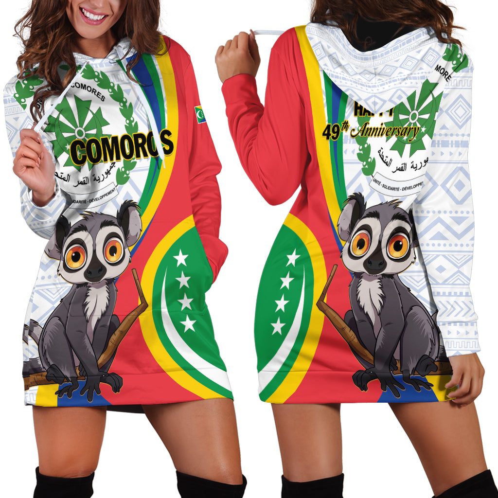 Comoros Independence Day Hoodie Dress 1975 Komori Mongoose Lemur African Pattern - Wonder Print Shop