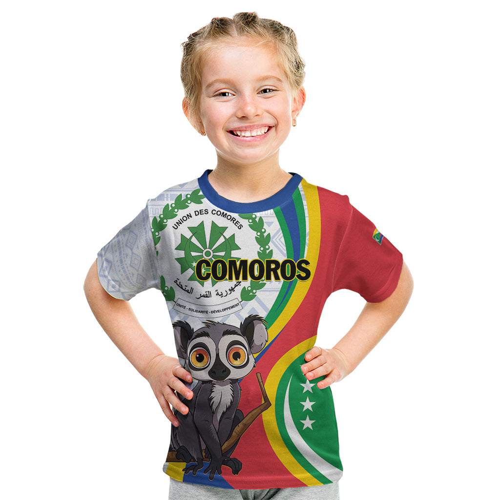 Comoros Independence Day Kid T Shirt 1975 Komori Mongoose Lemur African Pattern