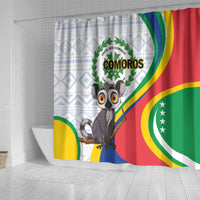 Comoros Independence Day Shower Curtain 1975 Komori Mongoose Lemur African Pattern