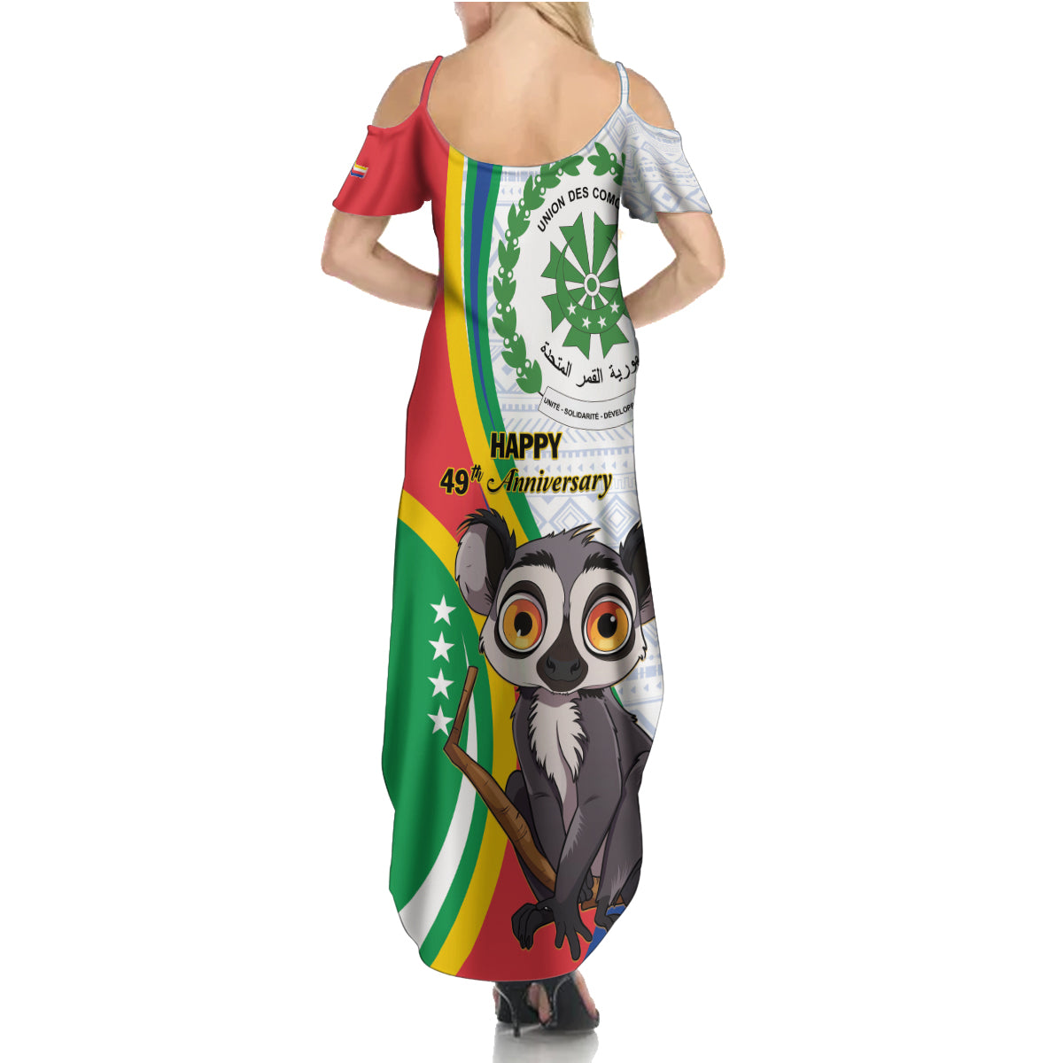 Comoros Independence Day Summer Maxi Dress 1975 Komori Mongoose Lemur African Pattern - Wonder Print Shop