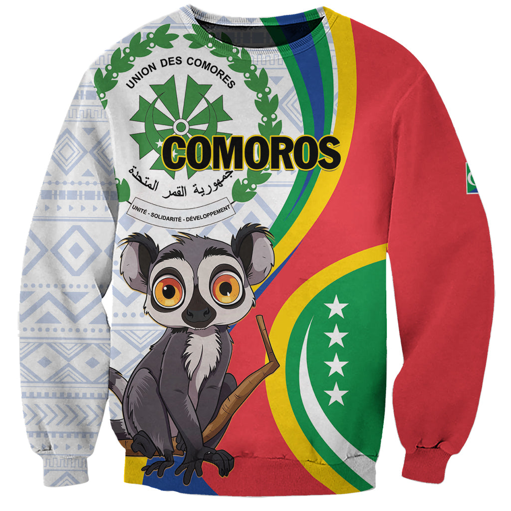 Comoros Independence Day Sweatshirt 1975 Komori Mongoose Lemur African Pattern