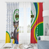 Comoros Independence Day Window Curtain 1975 Komori Mongoose Lemur African Pattern - Wonder Print Shop