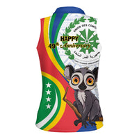 Comoros Independence Day Women Sleeveless Polo Shirt 1975 Komori Mongoose Lemur African Pattern - Wonder Print Shop