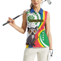 Comoros Independence Day Women Sleeveless Polo Shirt 1975 Komori Mongoose Lemur African Pattern - Wonder Print Shop