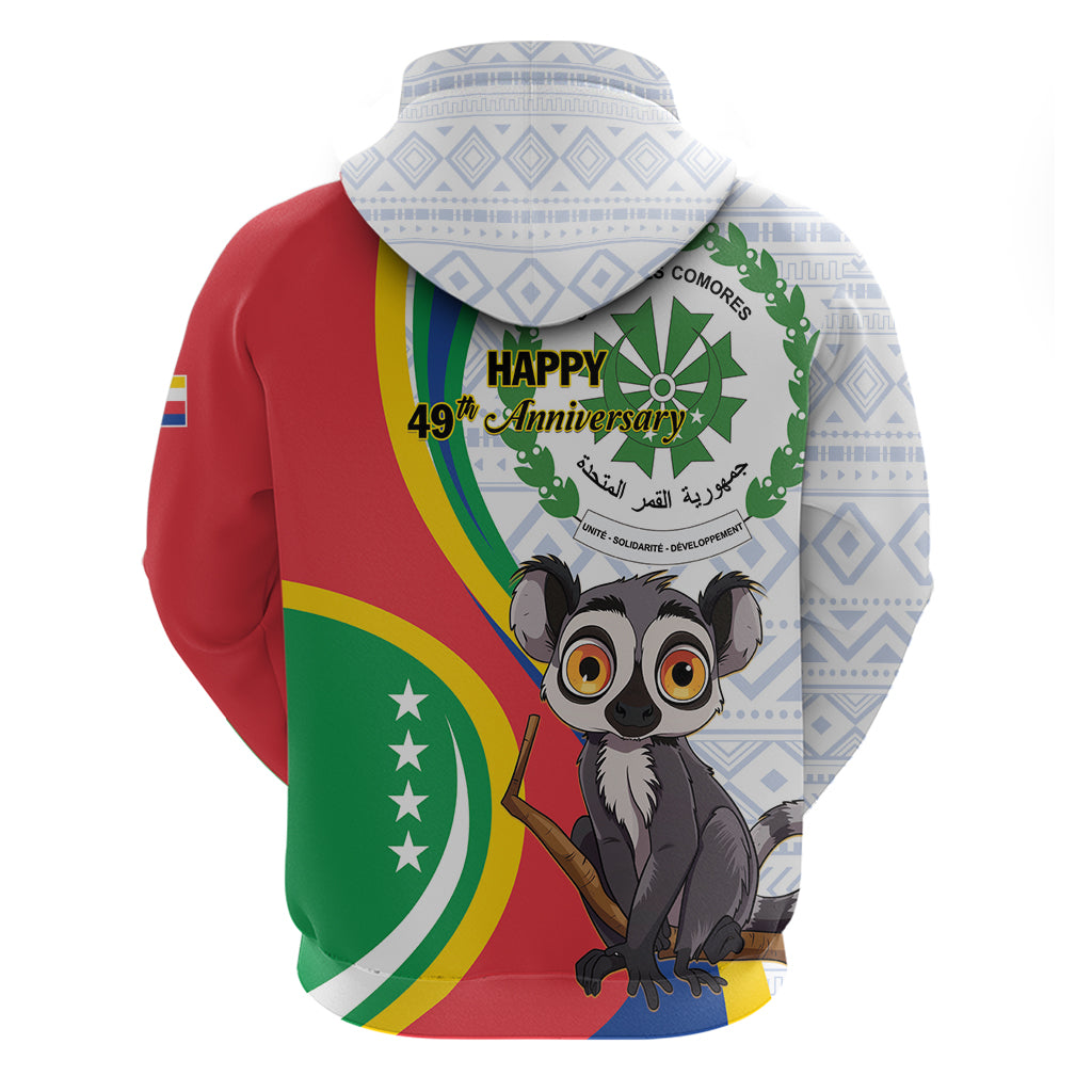 Comoros Independence Day Zip Hoodie 1975 Komori Mongoose Lemur African Pattern - Wonder Print Shop