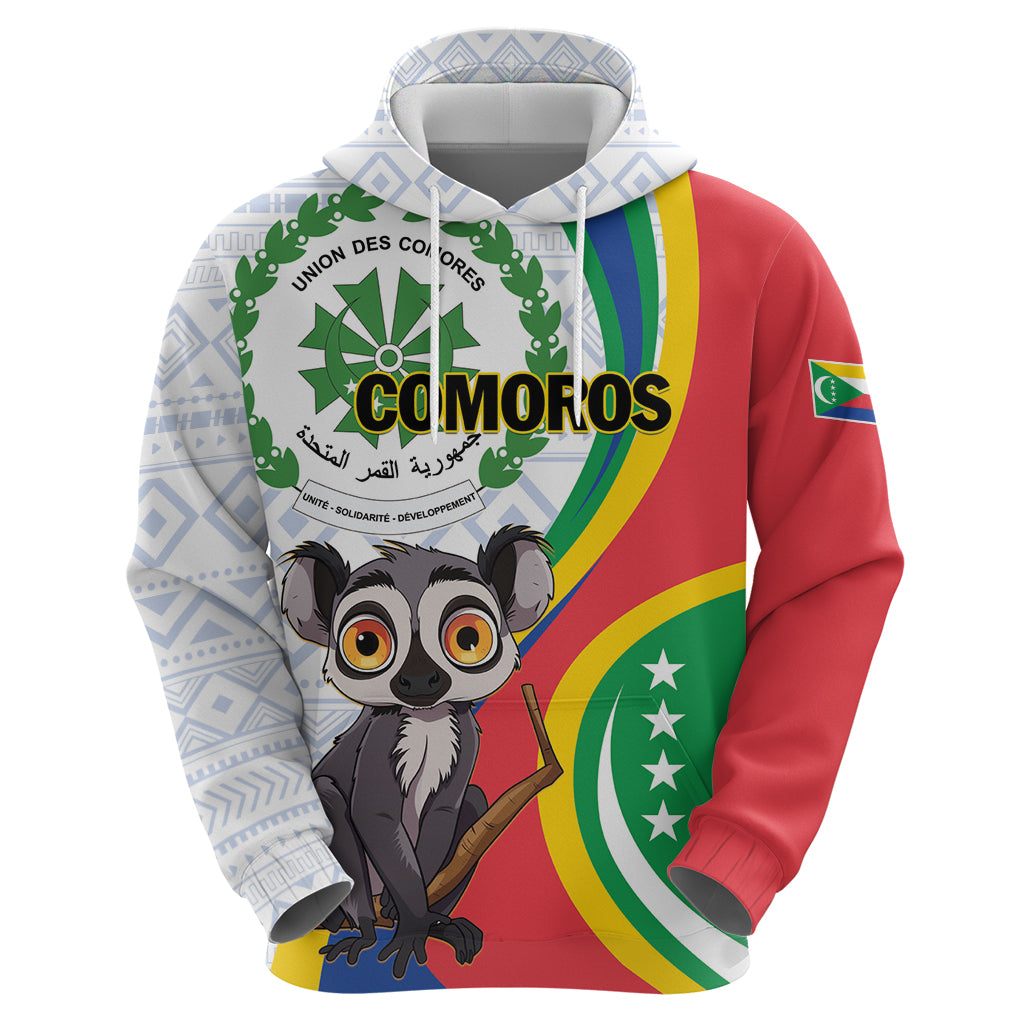 Comoros Independence Day Zip Hoodie 1975 Komori Mongoose Lemur African Pattern - Wonder Print Shop