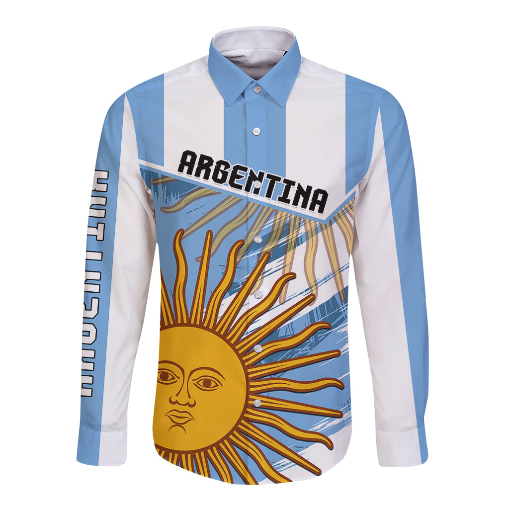 Argentina Long Sleeve Button Shirt La Argentina Sol De Mayo Sport Style - Wonder Print Shop