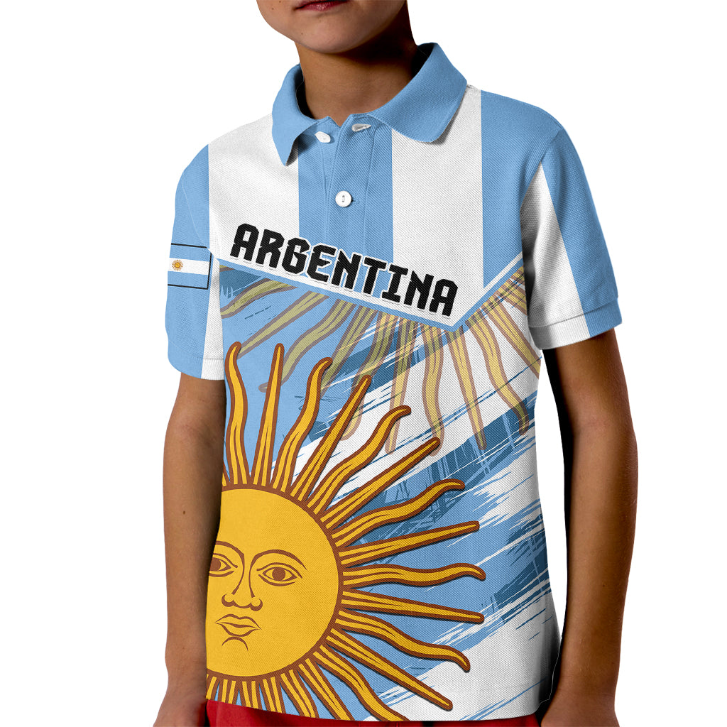 Custom Argentina Kid Polo Shirt La Argentina Sol De Mayo Sport Style - Wonder Print Shop