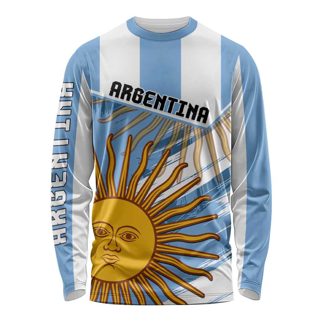 Custom Argentina Long Sleeve Shirt La Argentina Sol De Mayo Sport Style LT01