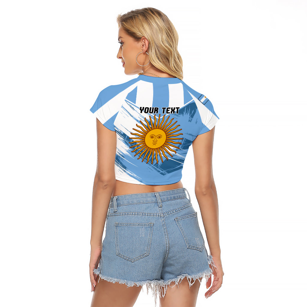 Custom Argentina Raglan Cropped T Shirt La Argentina Sol De Mayo Sport Style - Wonder Print Shop