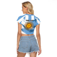 Custom Argentina Raglan Cropped T Shirt La Argentina Sol De Mayo Sport Style - Wonder Print Shop