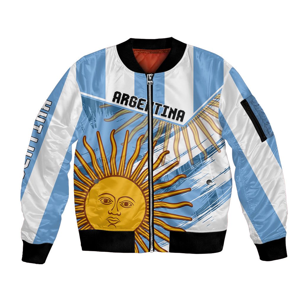 Custom Argentina Sleeve Zip Bomber Jacket La Argentina Sol De Mayo Sport Style - Wonder Print Shop