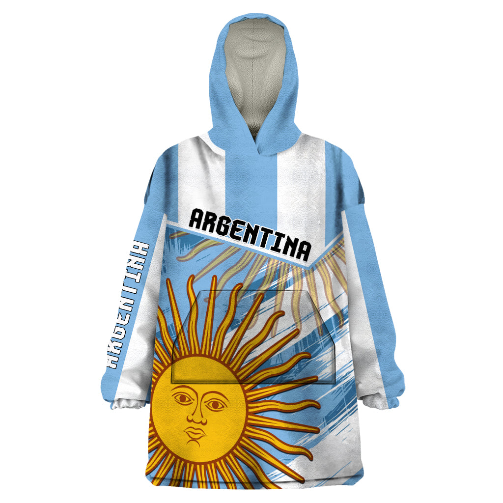 Custom Argentina Wearable Blanket Hoodie La Argentina Sol De Mayo Sport Style - Wonder Print Shop