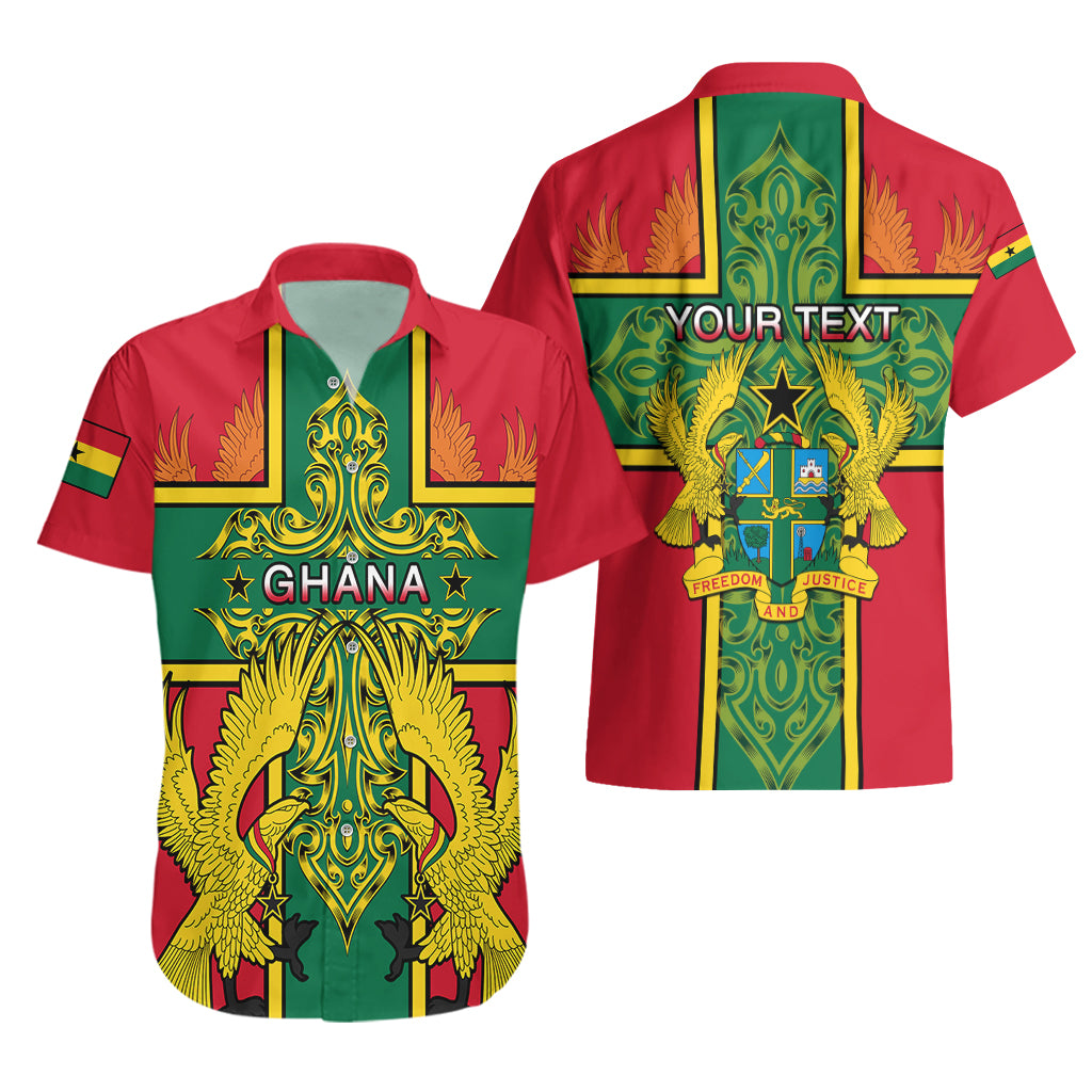 Custom Ghana Hawaiian Shirt Ghana Cross Of Saint George With Tawny Eagles - Wonder Print Shop