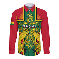 Custom Ghana Long Sleeve Button Shirt Ghana Cross Of Saint George With Tawny Eagles - Wonder Print Shop
