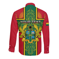 Custom Ghana Long Sleeve Button Shirt Ghana Cross Of Saint George With Tawny Eagles - Wonder Print Shop