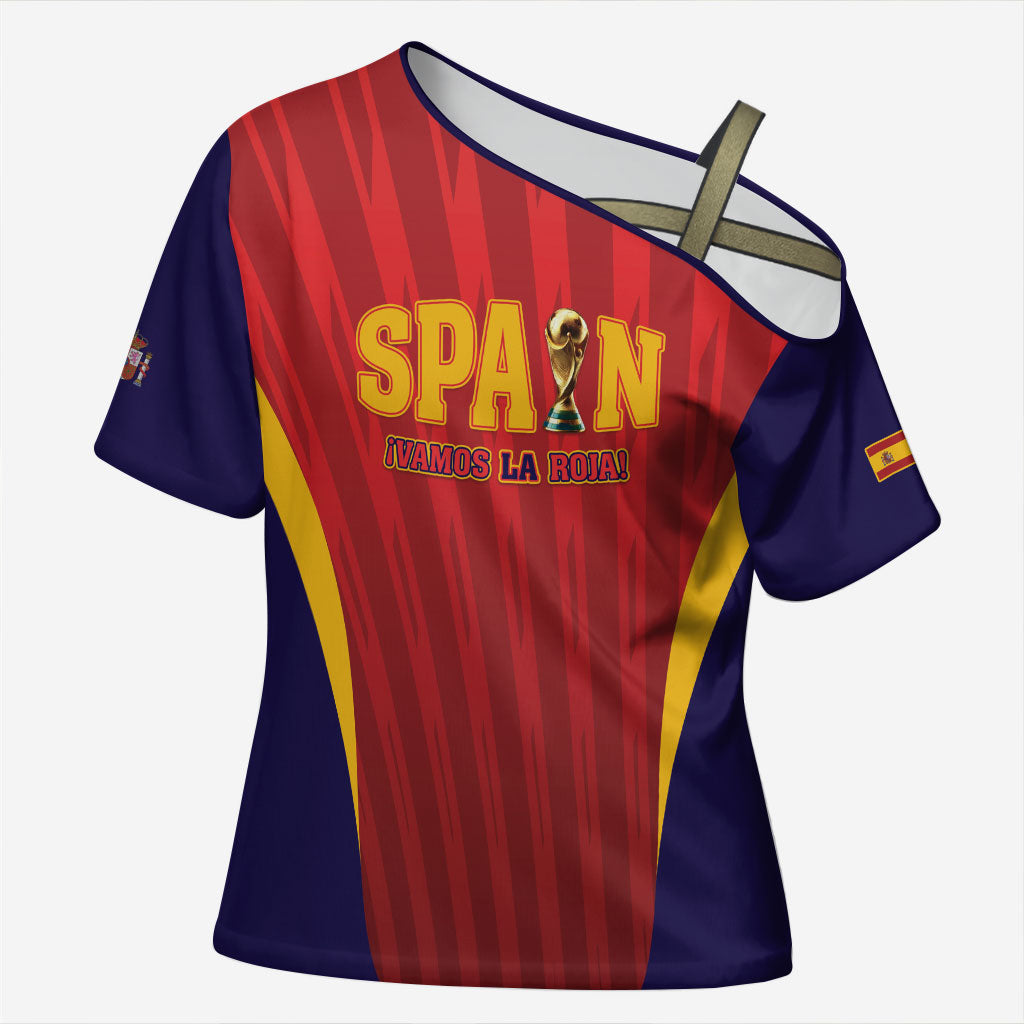 Custom Spain 2026 World Football Cross Shoulder Shirt Vamos La Roja