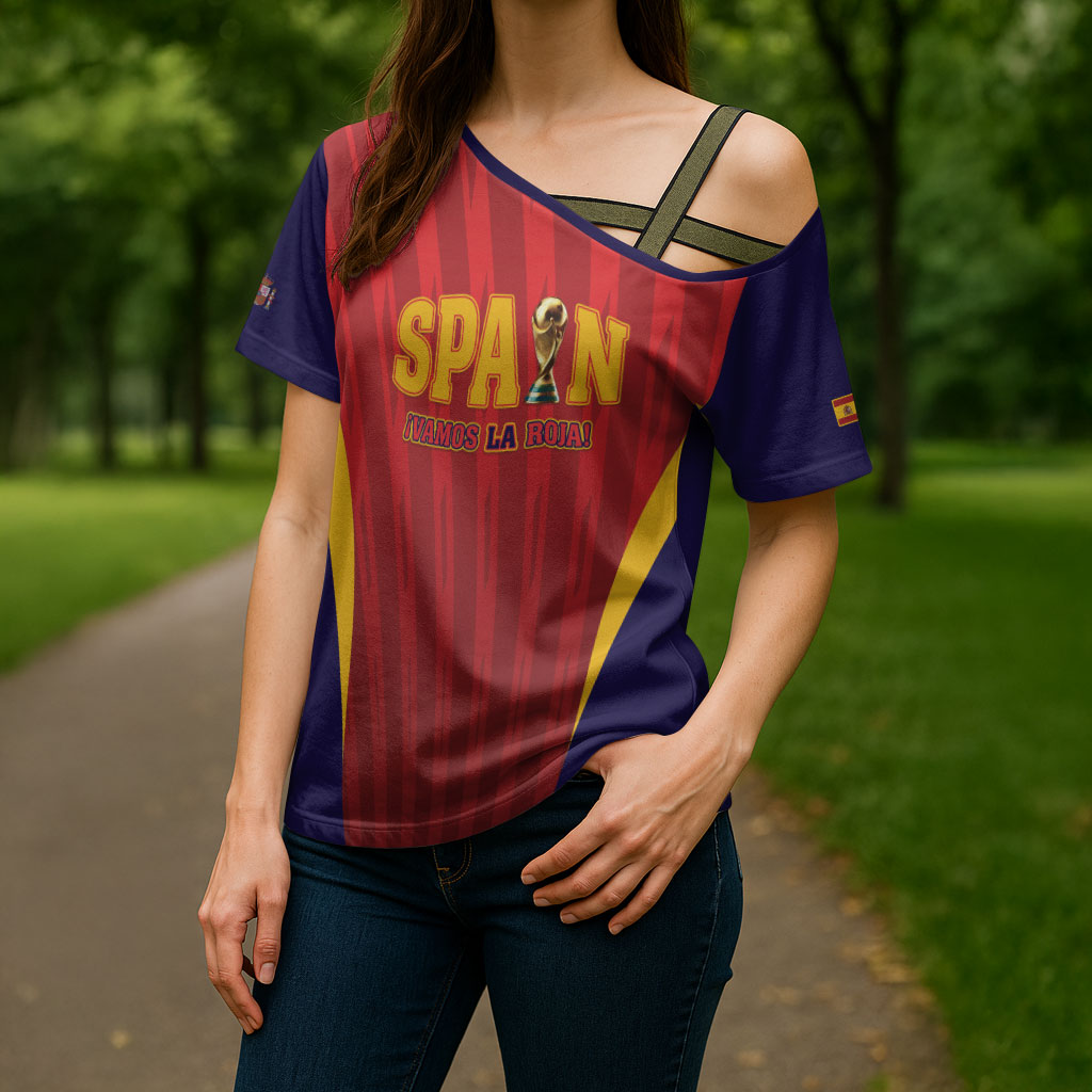 Custom Spain 2026 World Football Cross Shoulder Shirt Vamos La Roja