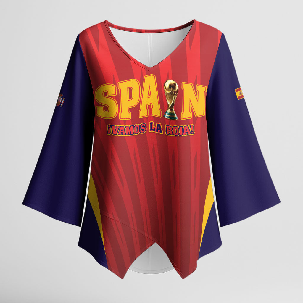 Custom Spain 2026 World Football Kimono Sleeve Blouse Vamos La Roja