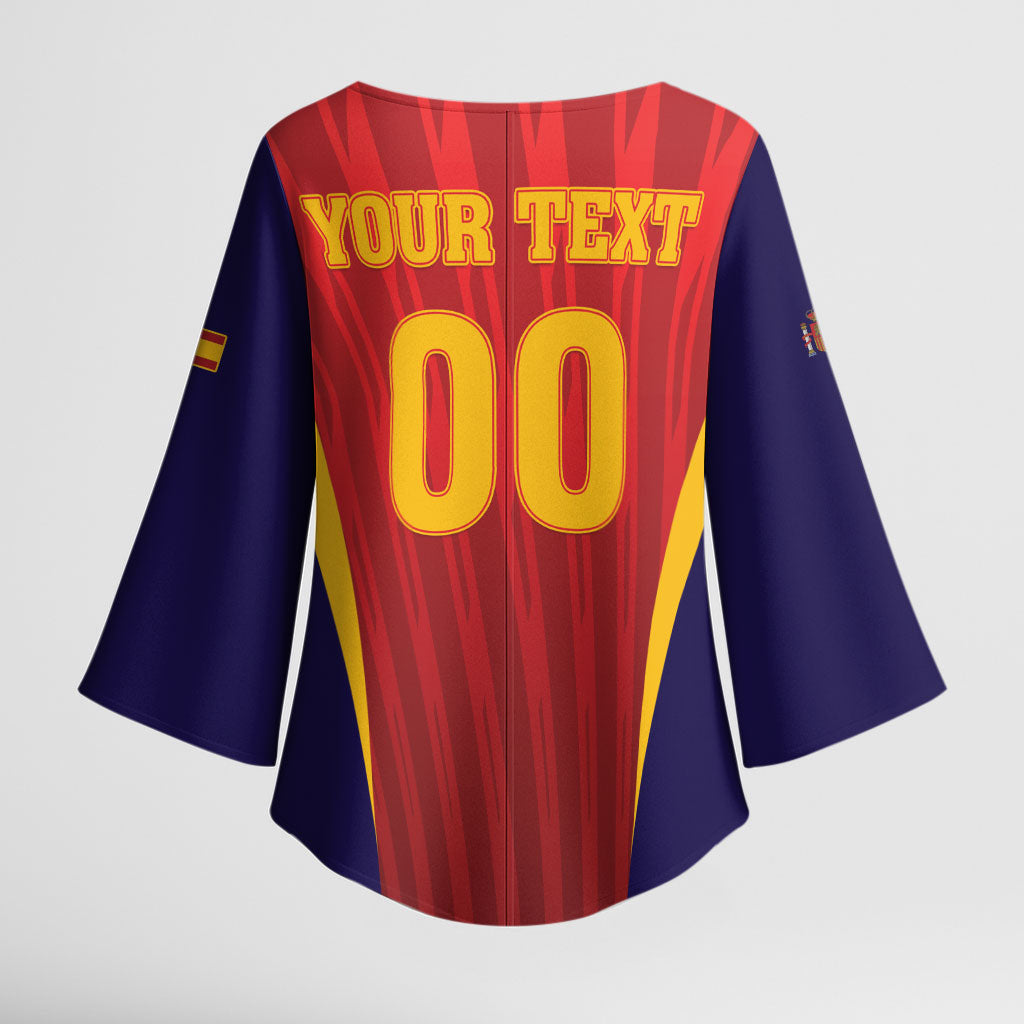 Custom Spain 2026 World Football Kimono Sleeve Blouse Vamos La Roja