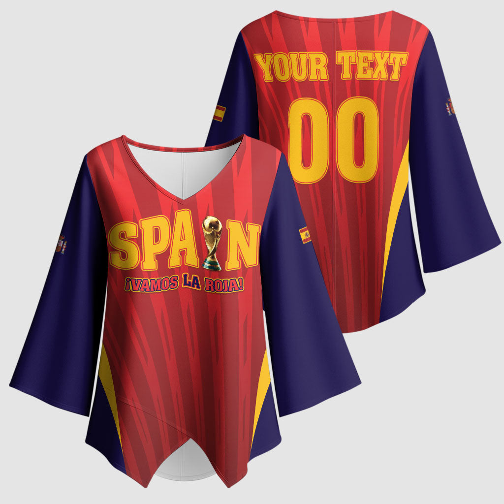 Custom Spain 2026 World Football Kimono Sleeve Blouse Vamos La Roja