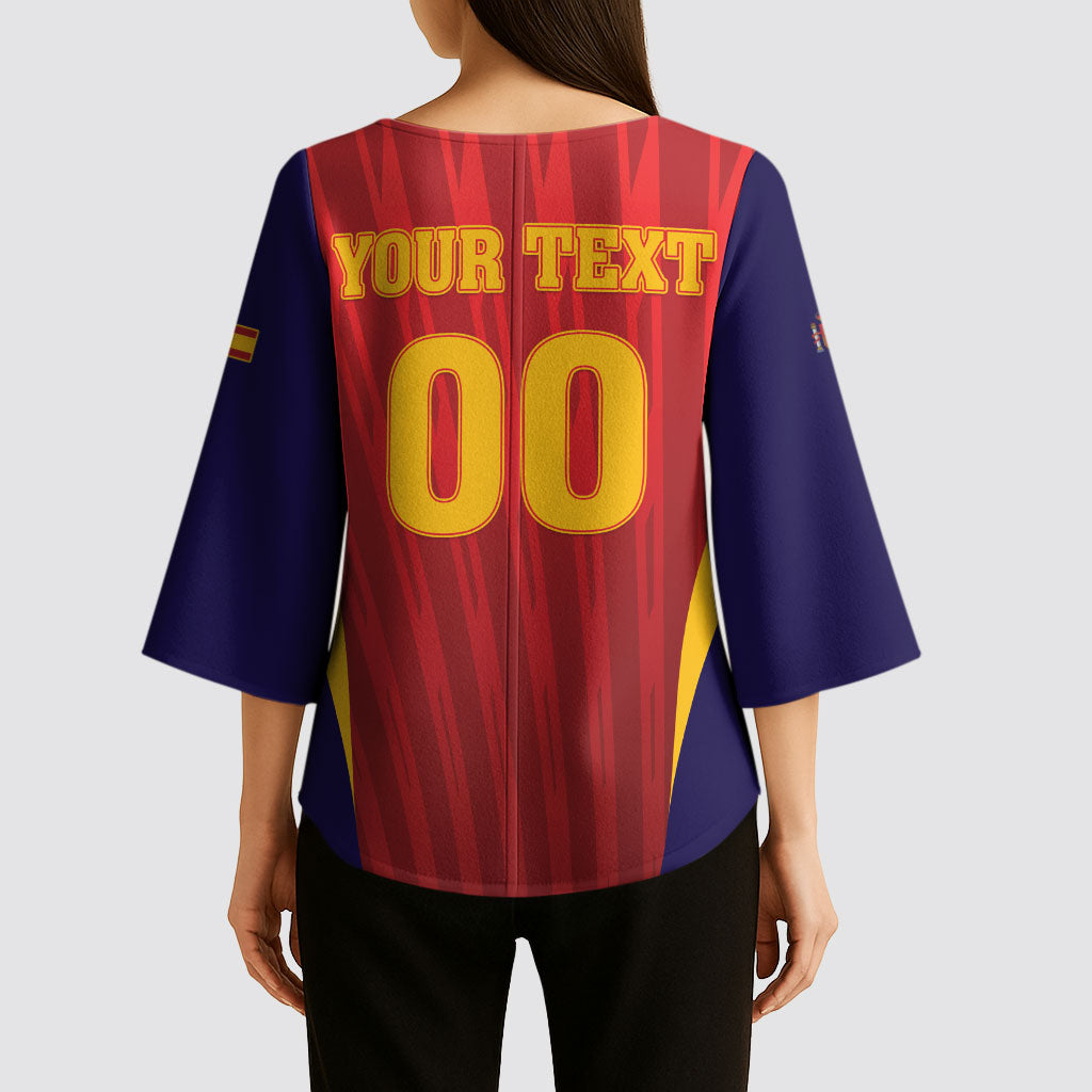 Custom Spain 2026 World Football Kimono Sleeve Blouse Vamos La Roja