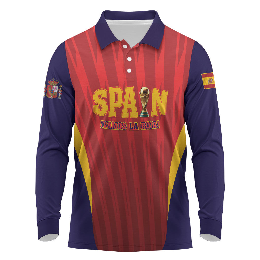 Custom Spain 2026 World Football Long Sleeve Polo Shirt Vamos La Roja