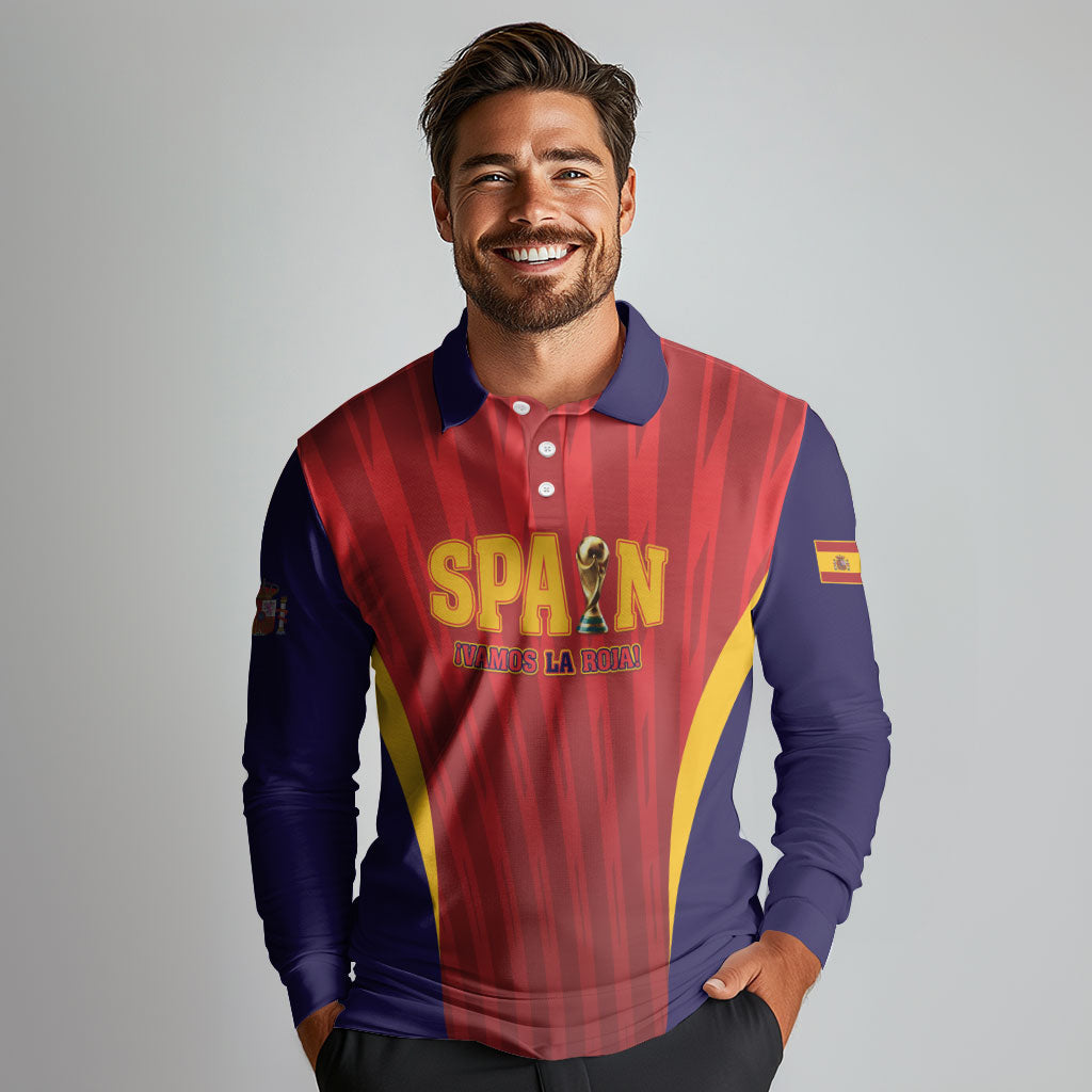Custom Spain 2026 World Football Long Sleeve Polo Shirt Vamos La Roja