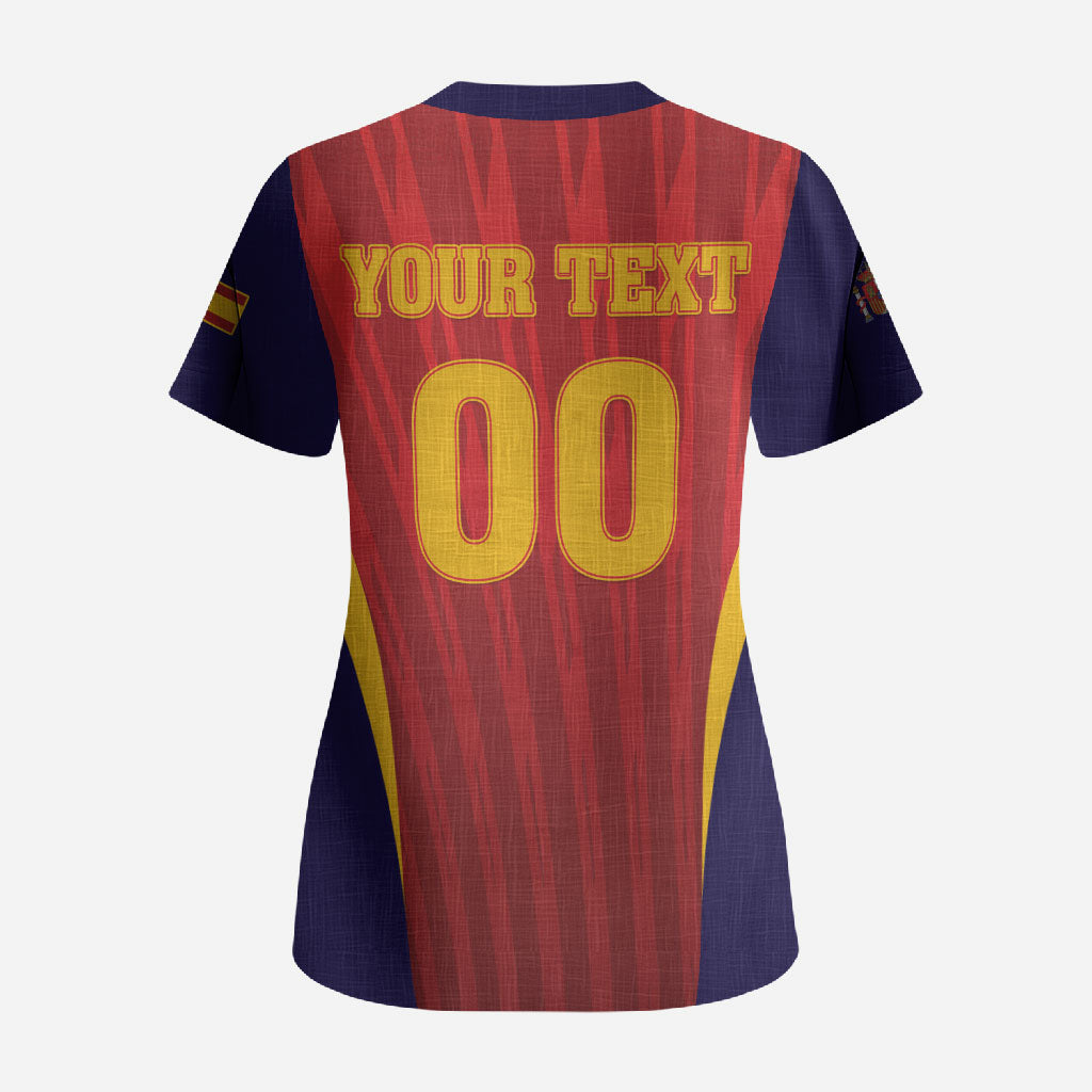 Custom Spain 2026 World Football Scrub Top Vamos La Roja