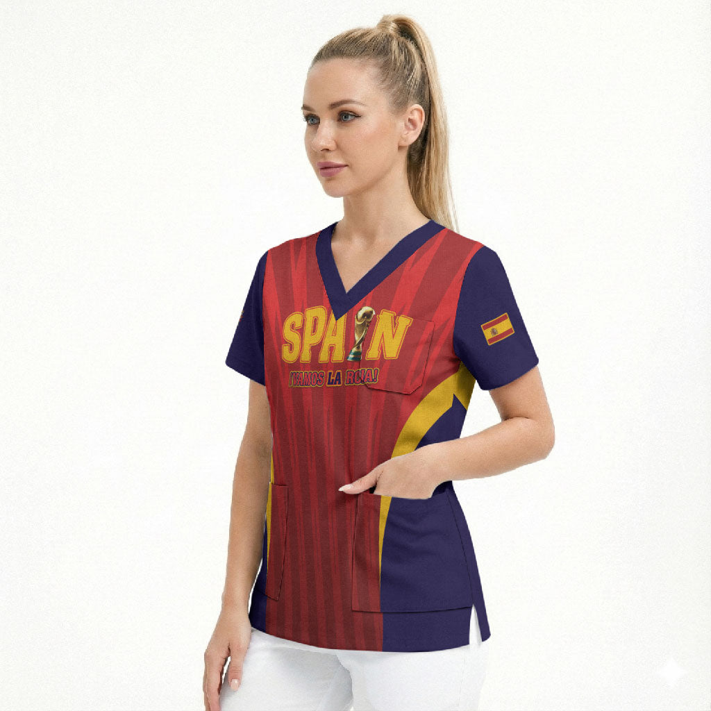 Custom Spain 2026 World Football Scrub Top Vamos La Roja