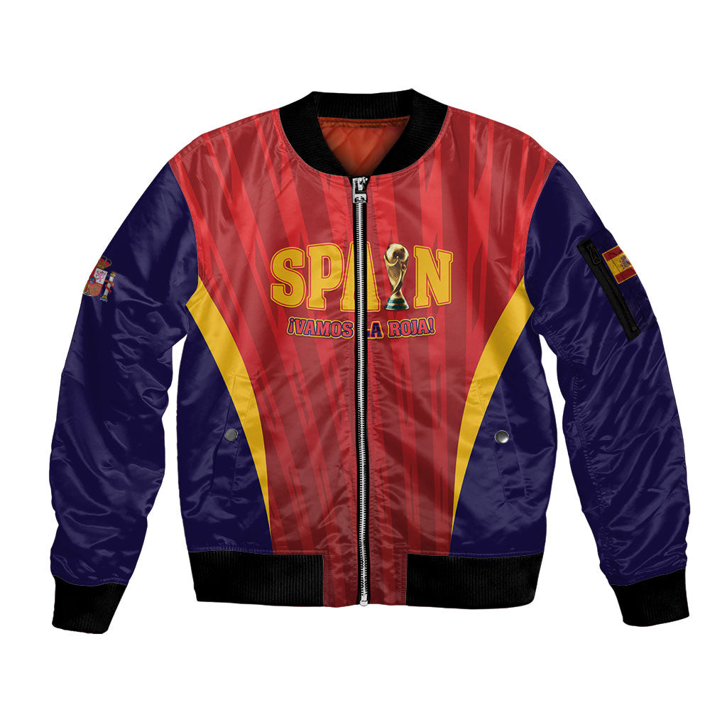 Custom Spain 2026 World Football Sleeve Zip Bomber Jacket Vamos La Roja