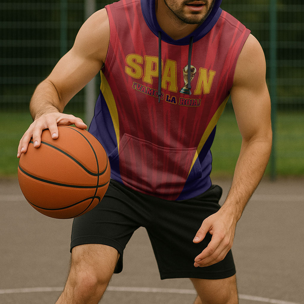 Custom Spain 2026 World Football Sleeveless Hoodie Vamos La Roja
