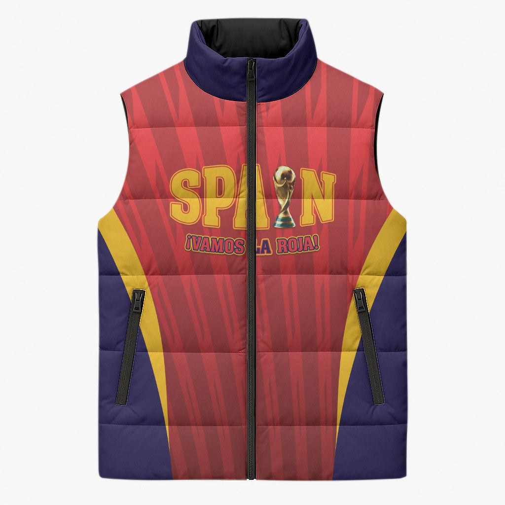 Custom Spain 2026 World Football Sleeveless Puffer Jacket Vamos La Roja