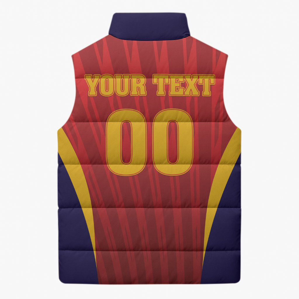 Custom Spain 2026 World Football Sleeveless Puffer Jacket Vamos La Roja