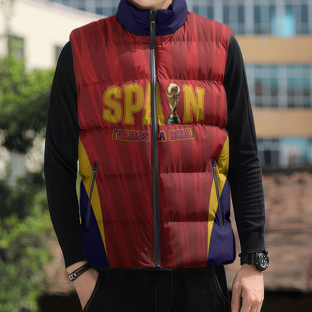 Custom Spain 2026 World Football Sleeveless Puffer Jacket Vamos La Roja