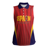 Custom Spain 2026 World Football Women Sleeveless Polo Shirt Vamos La Roja