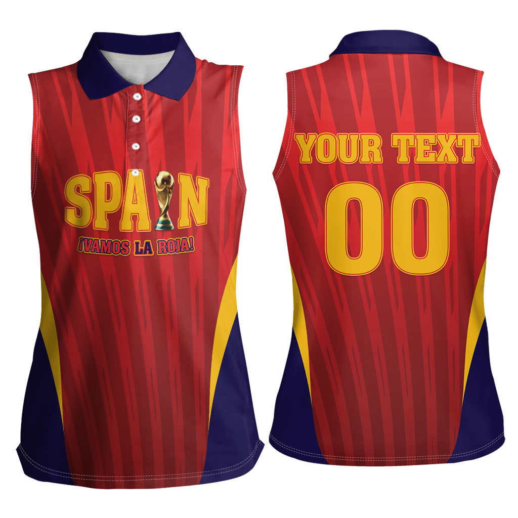 Custom Spain 2026 World Football Women Sleeveless Polo Shirt Vamos La Roja
