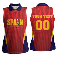 Custom Spain 2026 World Football Women Sleeveless Polo Shirt Vamos La Roja