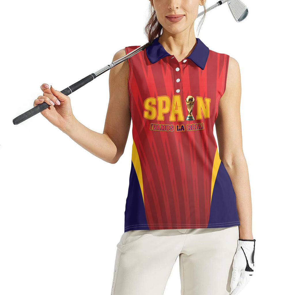 Custom Spain 2026 World Football Women Sleeveless Polo Shirt Vamos La Roja