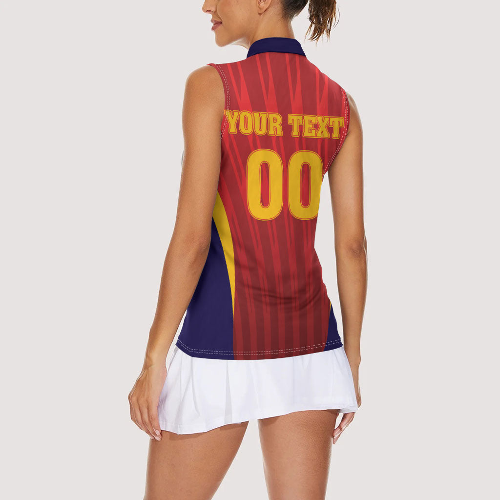 Custom Spain 2026 World Football Women Sleeveless Polo Shirt Vamos La Roja