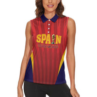 Custom Spain 2026 World Football Women Sleeveless Polo Shirt Vamos La Roja