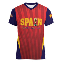 Custom Spain 2026 World Football Women V-Neck T-Shirt Vamos La Roja