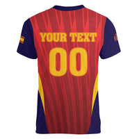 Custom Spain 2026 World Football Women V-Neck T-Shirt Vamos La Roja