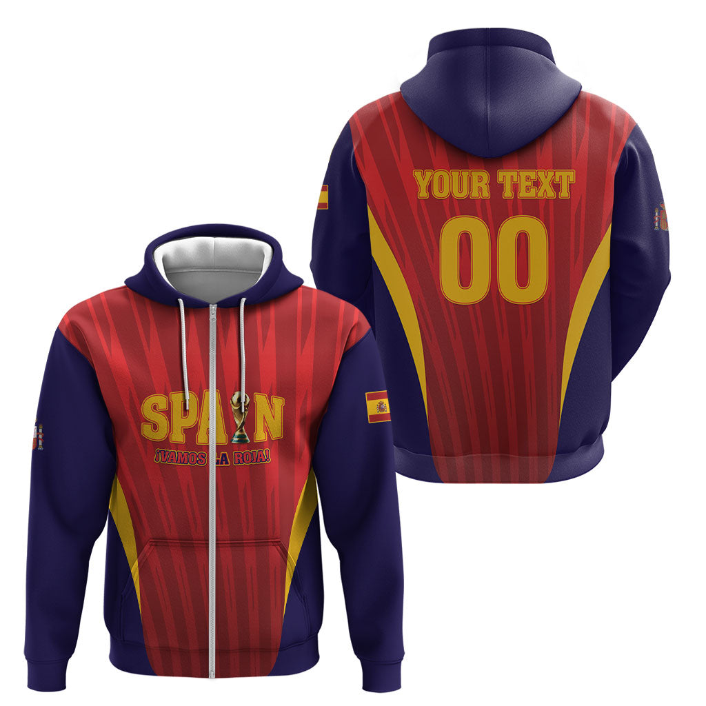 Custom Spain 2026 World Football Zip Hoodie Vamos La Roja