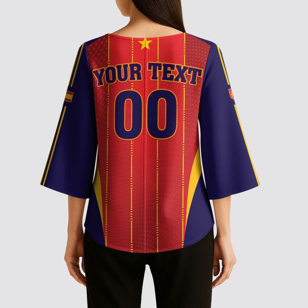 Custom Spain 2026 World Football Kimono Sleeve Blouse Vamos Espana