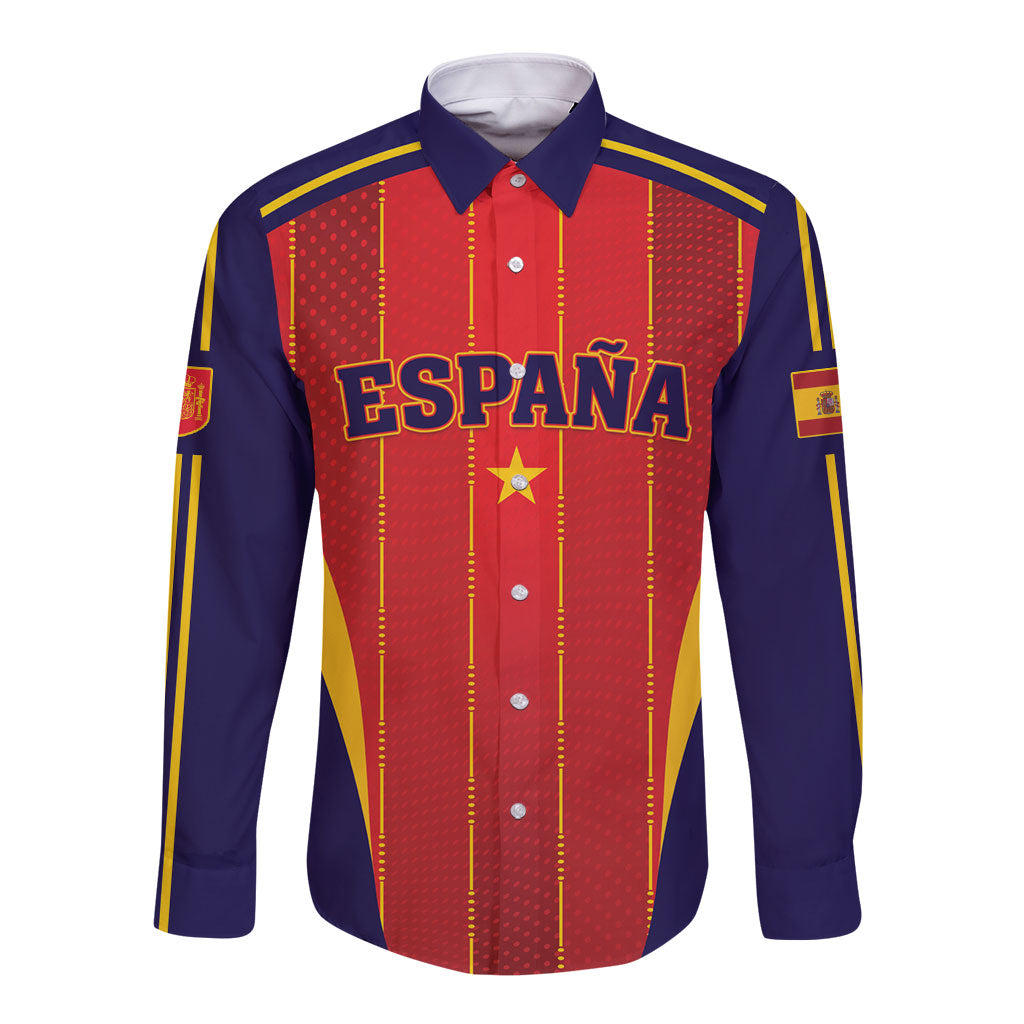 Custom Spain 2026 World Football Long Sleeve Button Shirt Vamos Espana