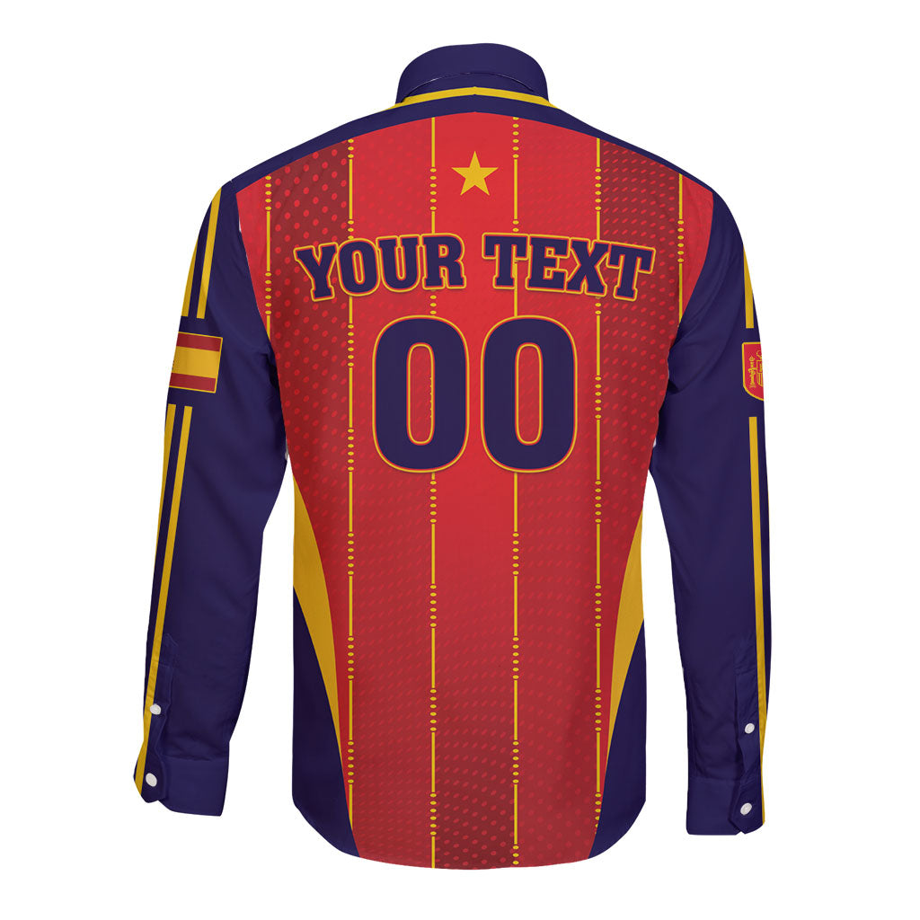 Custom Spain 2026 World Football Long Sleeve Button Shirt Vamos Espana