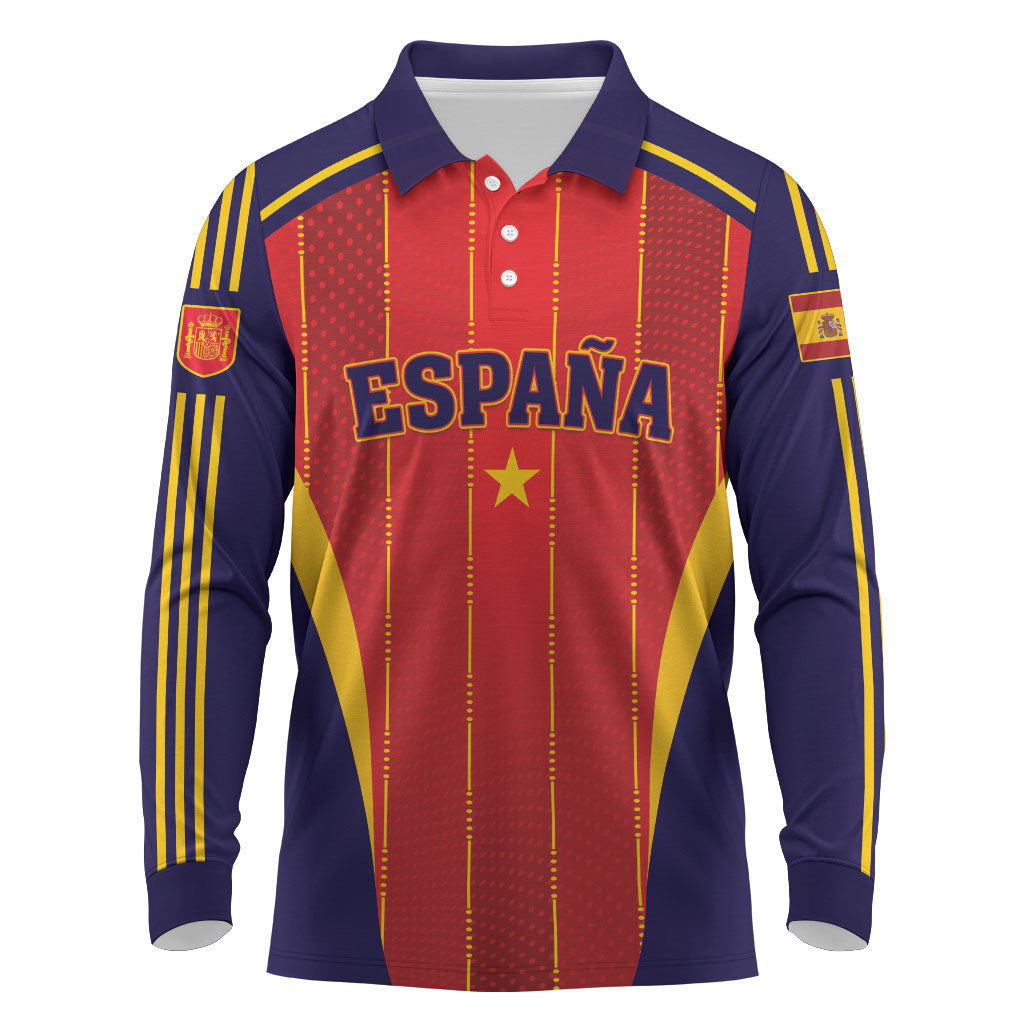 Custom Spain 2026 World Football Long Sleeve Polo Shirt Vamos Espana